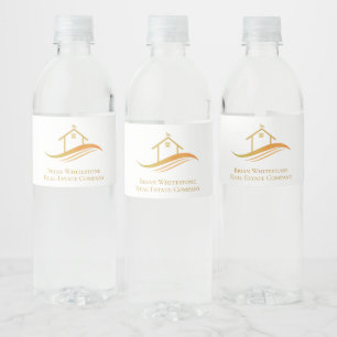 Étiquette Pour Bouteilles D'eau Société immobilière Chic Gold Custom Open House
