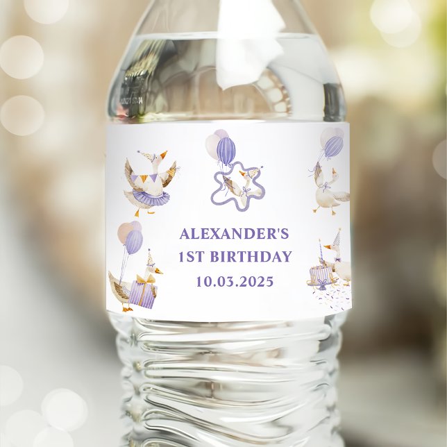 Étiquette Pour Bouteilles D'eau Soignée Goose fête d'anniversaire (Créateur téléchargé)