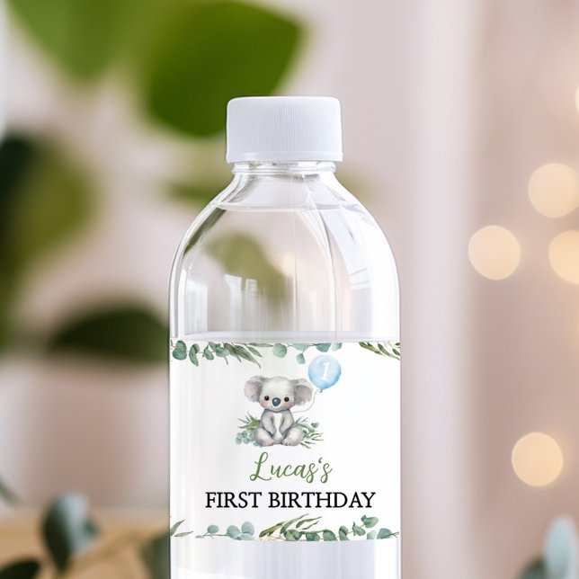 Étiquette Pour Bouteilles D'eau Soirée d'Anniversaire Cute Koala (Créateur téléchargé)