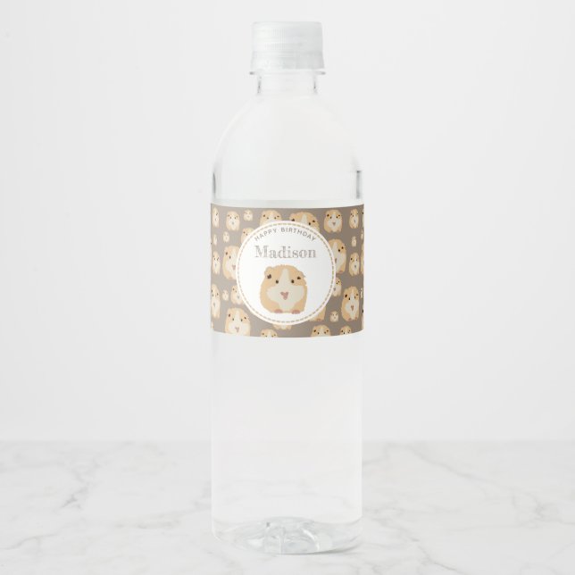 Étiquette Pour Bouteilles D'eau Soirée d'anniversaire de Motif de hamster mand per (Devant)