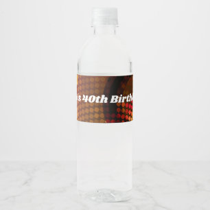 Étiquette Pour Bouteilles D'eau Soirée d'anniversaire disco orange des années 70