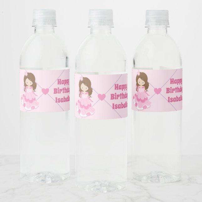 Étiquette Pour Bouteilles D'eau Soirée d'anniversaire rose personnalisée (Bouteilles)