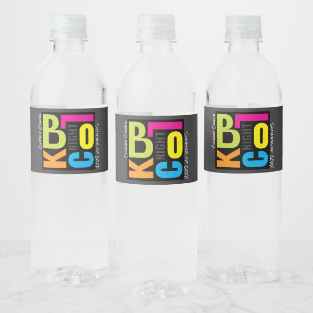 Étiquette Pour Bouteilles D'eau Soirée de quartier | Typographie Rétro (Bouteilles)