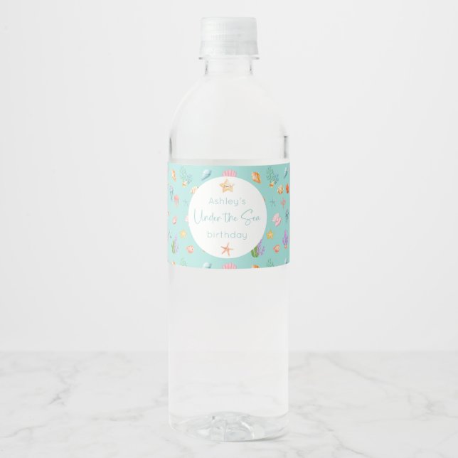 Étiquette Pour Bouteilles D'eau Sous la mer Anniversaire (Devant)
