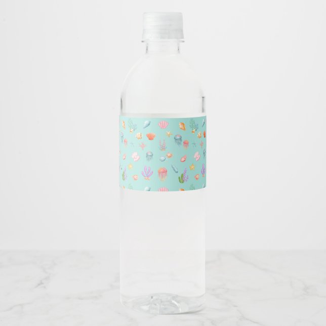 Étiquette Pour Bouteilles D'eau Sous la mer Anniversaire (Devant)