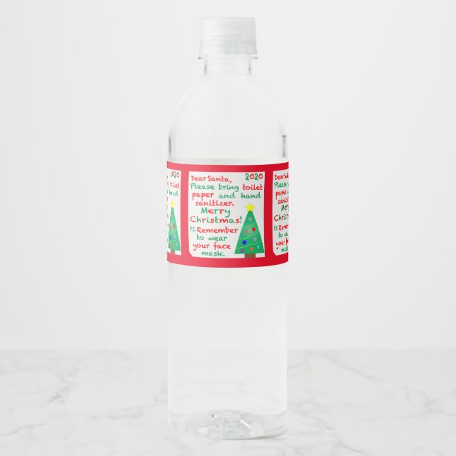 Étiquette Pour Bouteilles D'eau Souvenir de Noël 2020 (Devant)