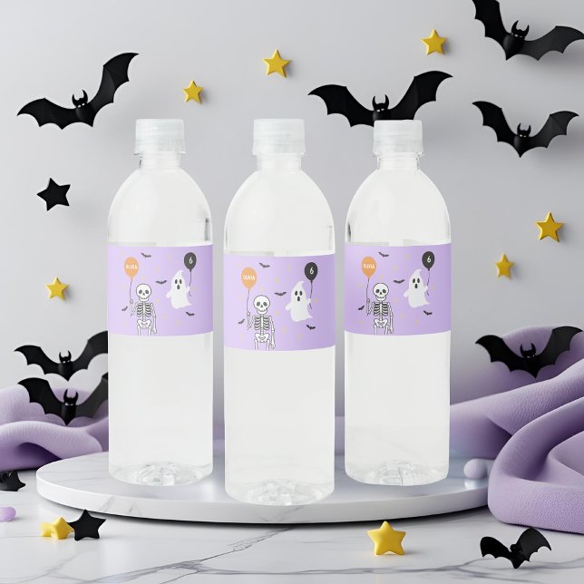 Étiquette Pour Bouteilles D'eau Squelette d'Halloween personnalisé et anniversaire (Créateur téléchargé)