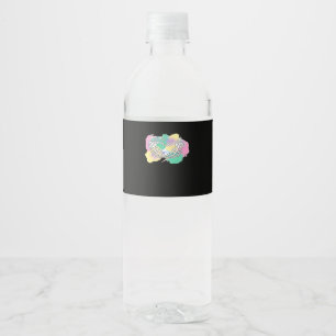 Étiquette Pour Bouteilles D'eau Squelette Mains Coeur Avec Backgr Abstrait Couleur