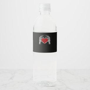 Étiquette Pour Bouteilles D'eau Squelette Mains de coeur Signe Saint Valentin Mign