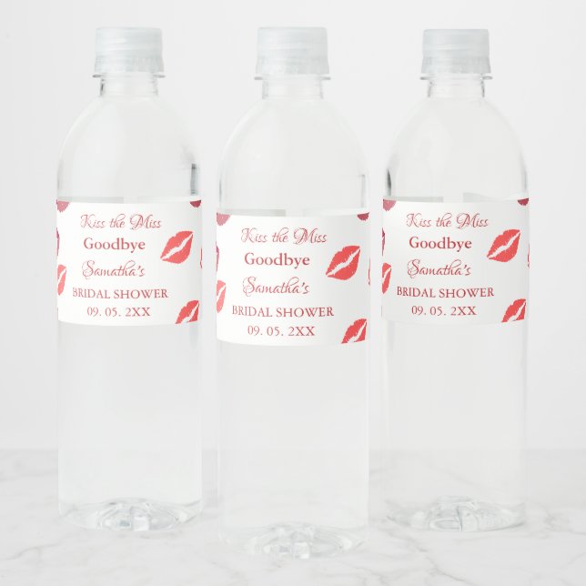 Étiquette Pour Bouteilles D'eau Stylish  Kiss Miss Goodbye Rouge à lèvres Enterrem (Bouteilles)