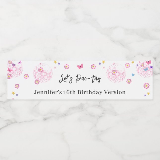 Étiquette Pour Bouteilles D'eau Super Disco Eras fête d'anniversaire (Étiquettes simples)