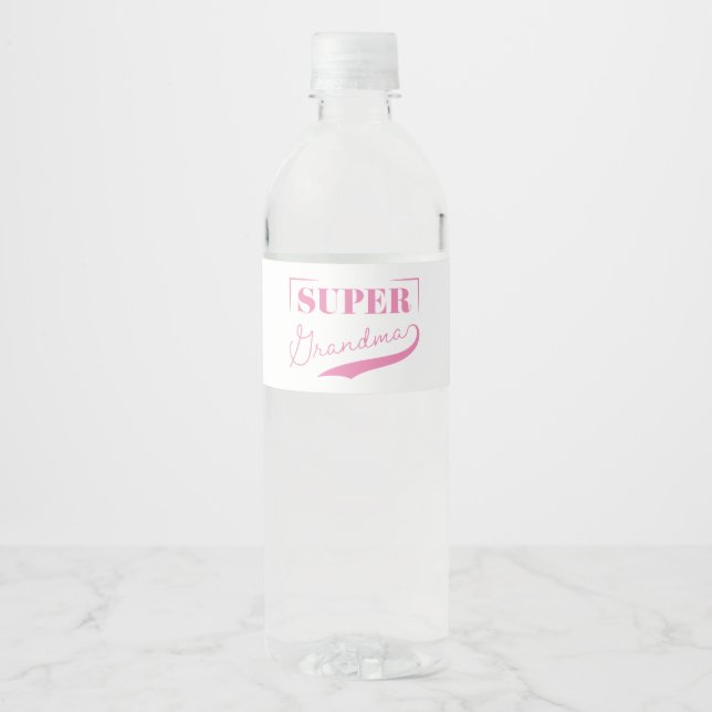 Étiquette Pour Bouteilles D'eau Super grand-mère (Devant)