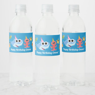 Étiquette Pour Bouteilles D'eau Super simple Finny Shark Confetti Anniversaire