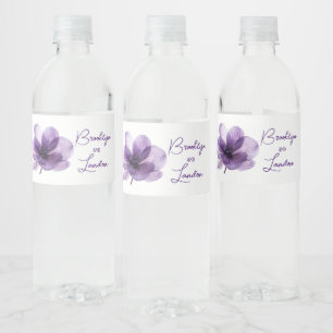 Étiquette Pour Bouteilles D'eau Superbe Mariage de fleurs violettes