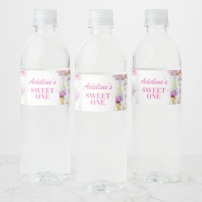 Étiquette Pour Bouteilles D'eau Sweet One First Birthday Photo Water Bottle Label (Bouteilles)