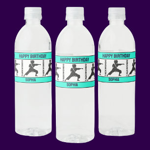 Étiquette Pour Bouteilles D'eau Taekwondo Cadeau d'anniversaire, Joueuse de taekwo