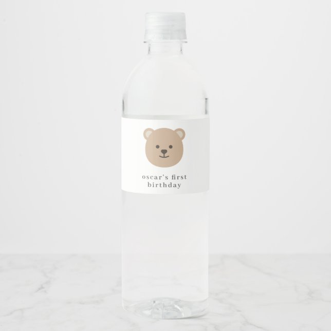 Étiquette Pour Bouteilles D'eau Teddy Bear Face - (Devant)