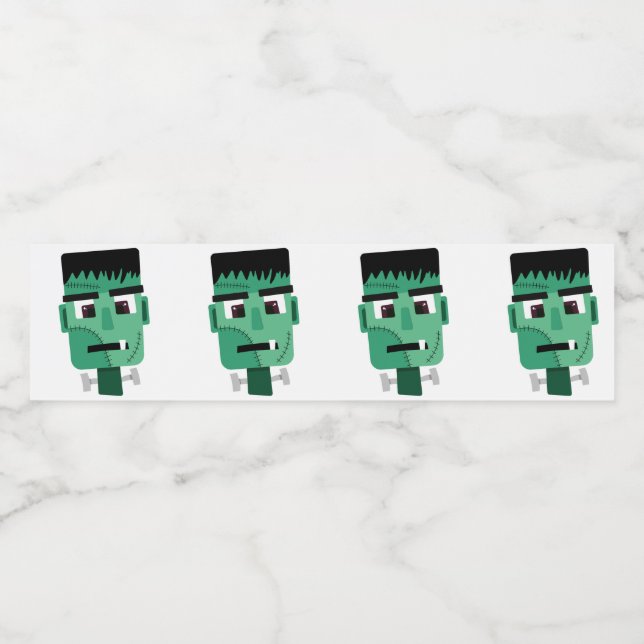 Étiquette Pour Bouteilles D'eau Tête de monstre de Frankenstein (Étiquettes simples)