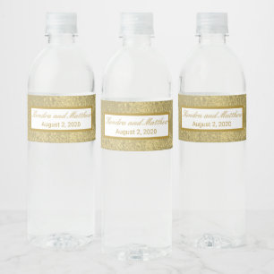Étiquette Pour Bouteilles D'eau Texture Pailletée Dorée