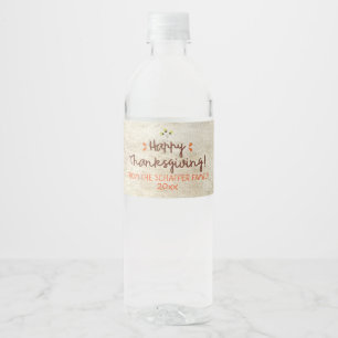 Étiquette Pour Bouteilles D'eau Thanksgiving, guirlande rustique