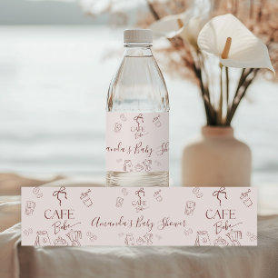 Étiquette Pour Bouteilles D'eau Thème Café Beige Café Bébé en Route Baby Shower