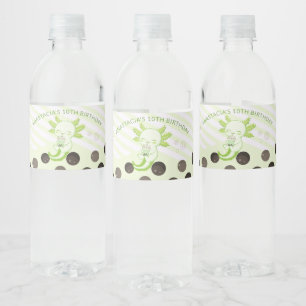 Étiquette Pour Bouteilles D'eau Thème de fête d'anniversaire Boba Tea Axolotl Vert