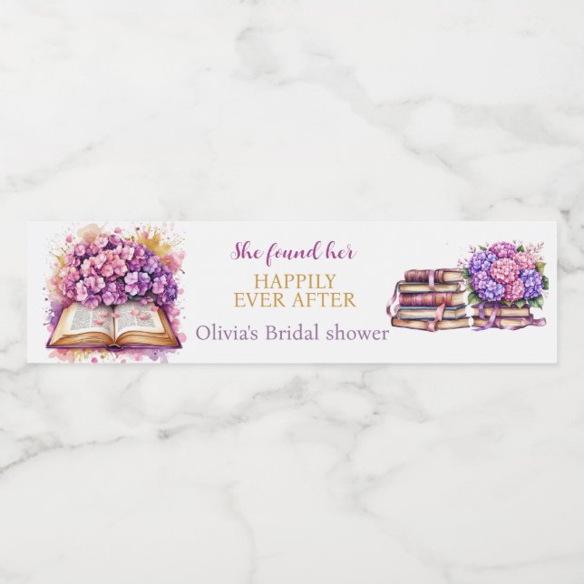 Étiquette Pour Bouteilles D'eau Thème du livre Hydrangea (Étiquettes simples)