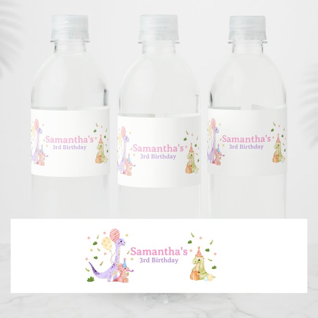 Étiquette Pour Bouteilles D'eau Three Rex Dinosaur Birthday (Dinosaur 3rd Birthday Welcome SIgn)