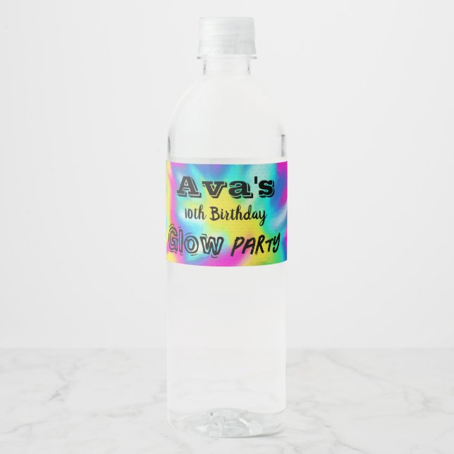 Étiquette Pour Bouteilles D'eau Tie Dye Fête d'anniversaire (Devant)