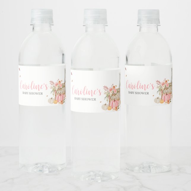 Étiquette Pour Bouteilles D'eau Tomber dans l'amour Citrouille rose (Bouteilles)