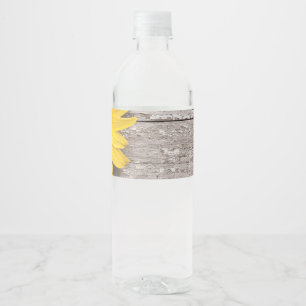 Étiquette Pour Bouteilles D'eau Tournesol sur un Tableau en bois