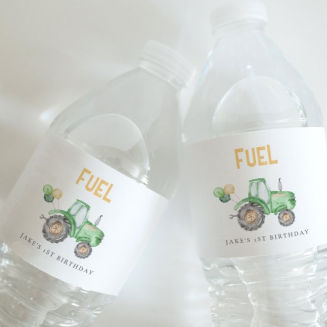 Étiquette Pour Bouteilles D'eau Tracteur vert (Créateur téléchargé)