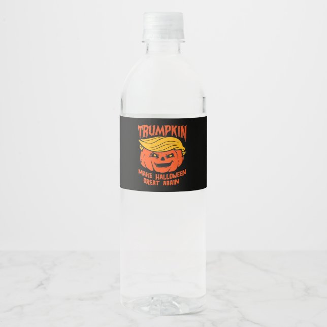 Étiquette Pour Bouteilles D'eau Trumpkin Halloween élection Citrouille (Devant)