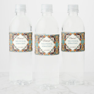 Étiquette Pour Bouteilles D'eau Turquoise brun talavera bridesservatrices cadeaux