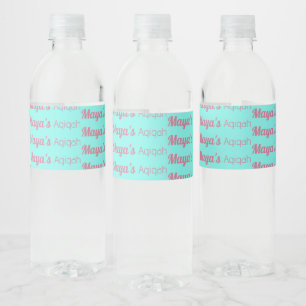 Étiquette Pour Bouteilles D'eau Turquoise rose uni couleur plaine, Baby shower Aqi