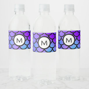 Étiquette Pour Bouteilles D'eau Turquoise Violet Rose Bleu Écailles de Sirène Pois
