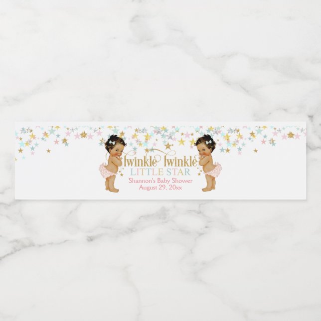 Étiquette Pour Bouteilles D'eau Twinkle Little Star Twin Girls (Étiquettes simples)