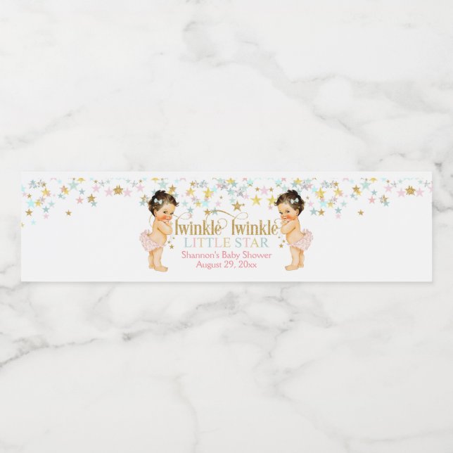 Étiquette Pour Bouteilles D'eau Twinkle Little Star Twin Girls (Étiquettes simples)