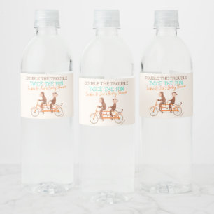 Étiquette Pour Bouteilles D'eau Twins Baby shower mignon singe double problème