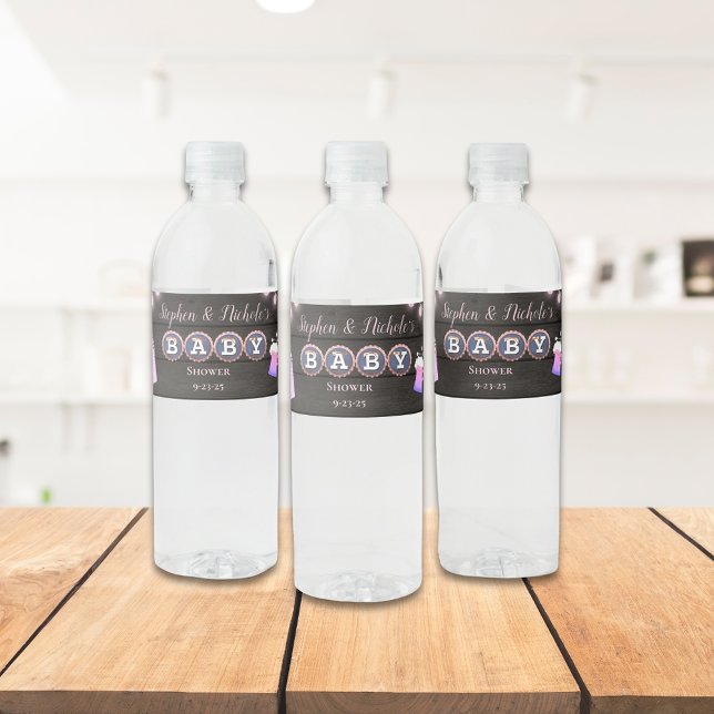 Étiquette Pour Bouteilles D'eau Un Bébé Rustique Brûle Du Baby shower Rose (Créateur téléchargé)