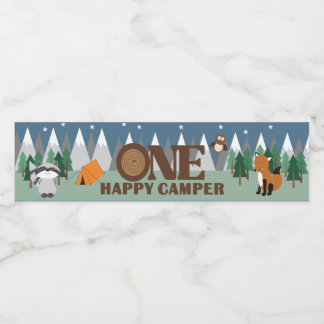 Étiquette Pour Bouteilles D'eau Un joyeux Camper 1er Anniversaire Forêt