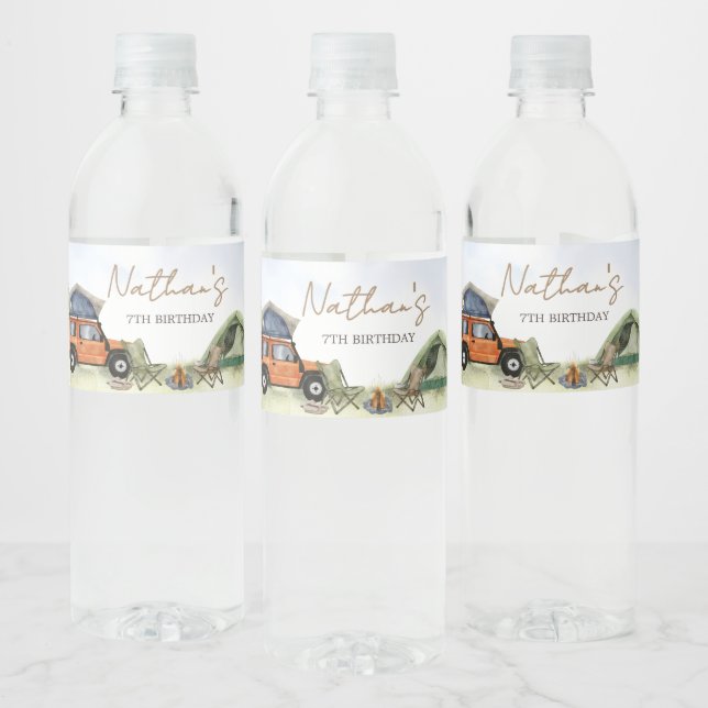 Étiquette Pour Bouteilles D'eau Un joyeux campeur Anniversaire garçon campeur (Bouteilles)