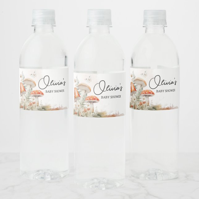Étiquette Pour Bouteilles D'eau Un Petit Baby shower De Champignons Enchantés (Bouteilles)