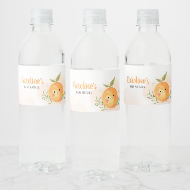 Étiquette Pour Bouteilles D'eau Un Petit Baby shower Orange Citrus Cutie (Bouteilles)