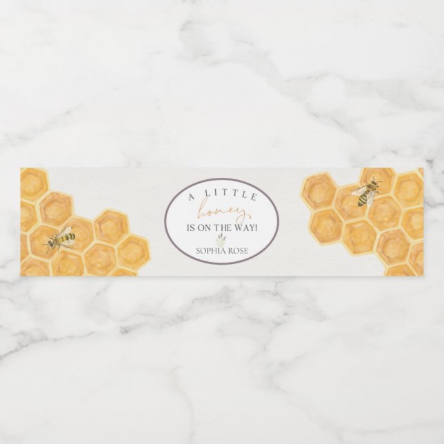 Étiquette Pour Bouteilles D'eau un peu de miel est en route miel bébé shower (Étiquettes simples)