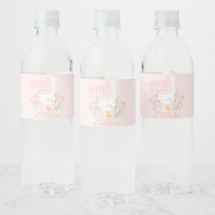 Étiquette Pour Bouteilles D'eau Une fille rose d'oie sotte 1er anniversaire