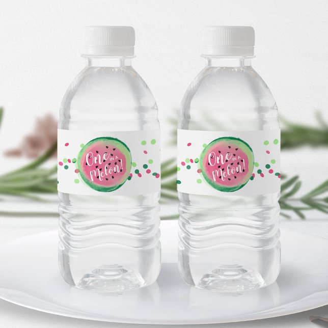 Étiquette Pour Bouteilles D'eau Une pastèque aquarelle Confettis de pastèque (Créateur téléchargé)