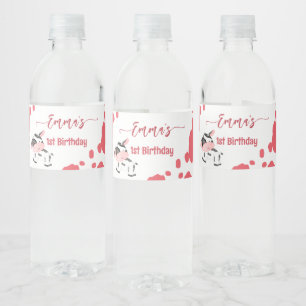 Étiquette Pour Bouteilles D'eau Vache fête table rose vache motif personnalisé