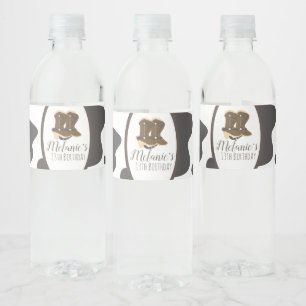 Étiquette Pour Bouteilles D'eau Vache moderne Imprimer Rodéo Filles Bottes Anniver