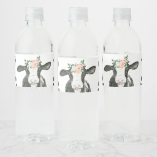 Étiquette Pour Bouteilles D'eau Vache sacrée, je suis un floral Impression de vach